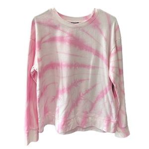white and pink tie dye pullover